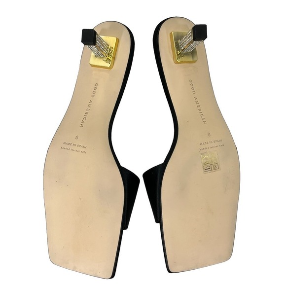 Good American NEW Kickstand Square Toe Slide In Black Spanish Made Sandals  8 - Picture 9 of 10